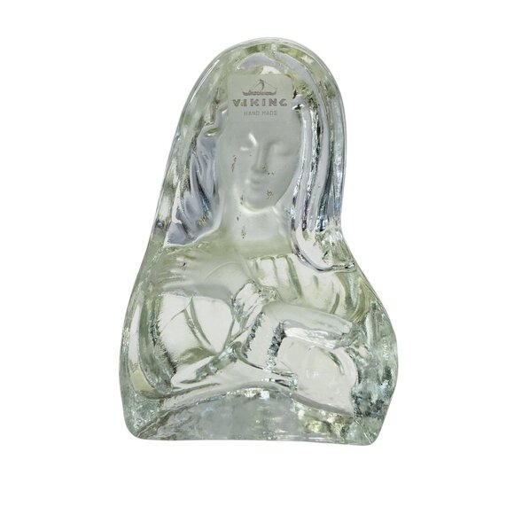 Vintage Viking Hand Made Glass Madonna Virgin Mary Figurine 7" Tall Religious De - Picture 3 of 4